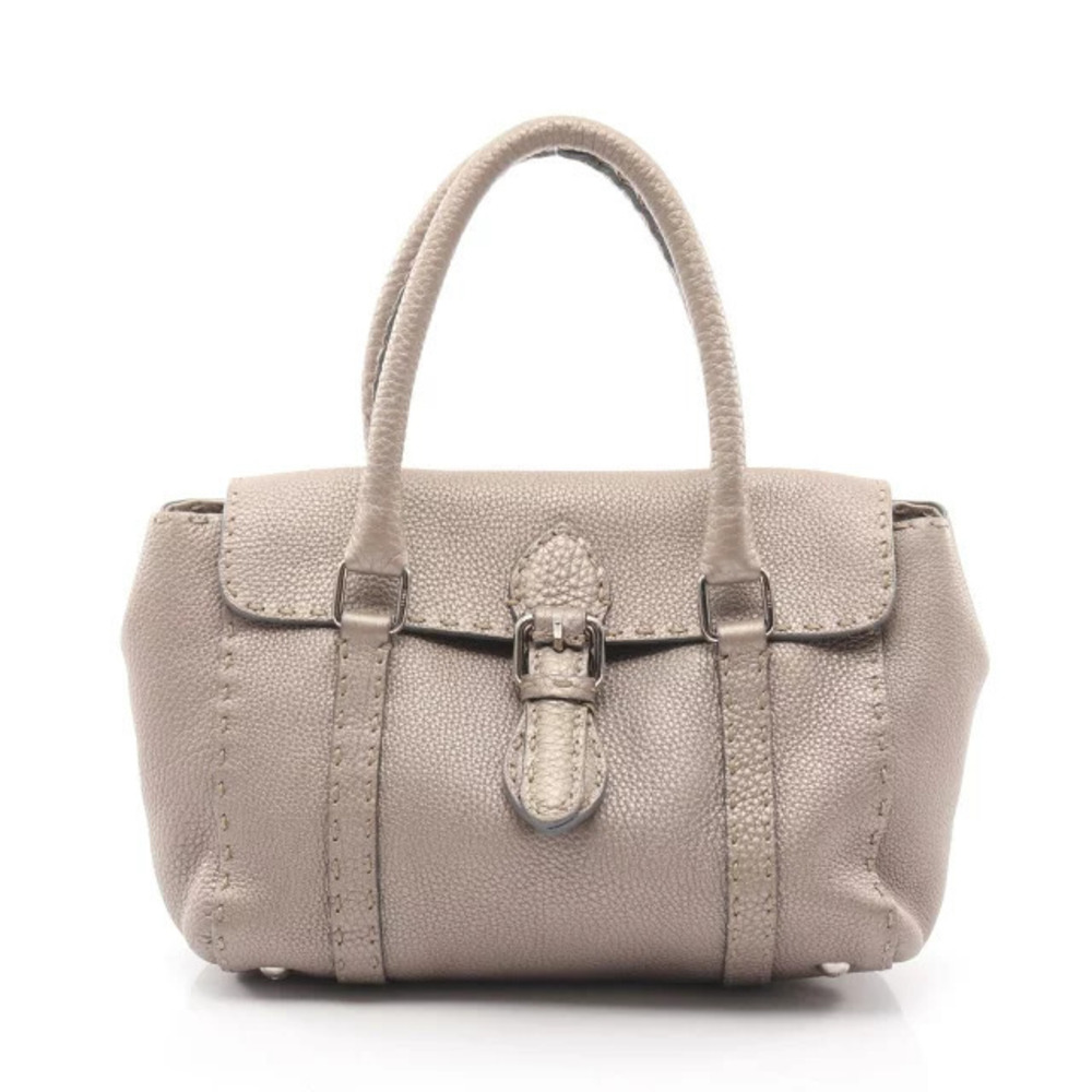 Fendi Selleria Linda Handbag Leather Beige Cream